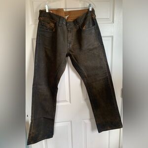 True Religion Ricky Coated Denim Jeans - Size 36x32